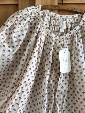 GAP x DOEN Cream Floral Peasant Blouse